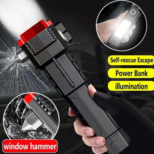 High Power Laser Flashlight Hammer Window Breaker Portable Power Bank