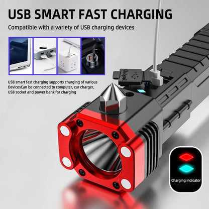 High Power Laser Flashlight Hammer Window Breaker Portable Power Bank