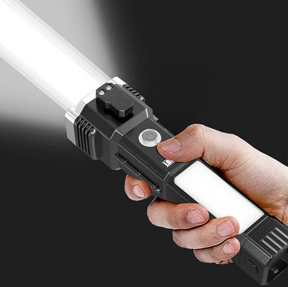 Multi-Functional Flashlight With Power Bank, Window Breaker,