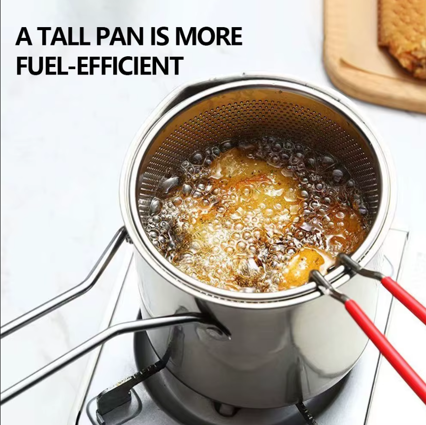 Deep Frying Pot With Strainer Basket & Lid 1.2L